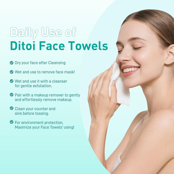 Face Towels, 10"Ã12" Disposable Face Towel, Face Towelettes XL, Ultra Soft Makeup Remover Dry Wipes, Thick Face Towel for Sensitive Skin, 50 Count