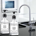 Clear Soap Dispenser with Pump, Waterproof Labels (2 Pack,18 Oz), Plastic Hand Soap Dispenser, Dish Soap Dispenser for Kitchen and Bathroom, Soap