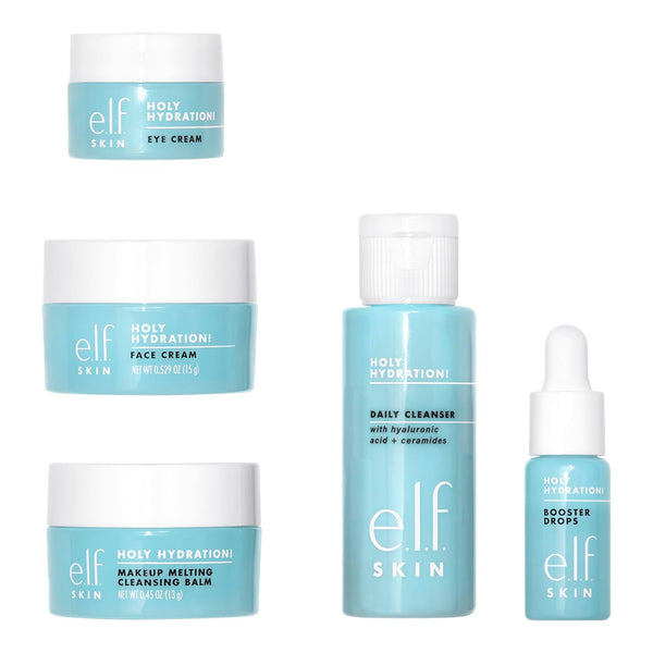 E.L.F. SKIN Holy Hydration! Hydrated Ever after Skincare Mini Kit, Cleanser, Makeup Remover, Moisturiser & Eye Cream for Hydrating Skin,