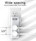 USB Outlet Extender Surge Protector - QINLIANF Rotating Plug, 3-Sided Swivel Power Strip, 6 AC Spaced Outlet Splitter and 3 USB Ports (1 USB C)