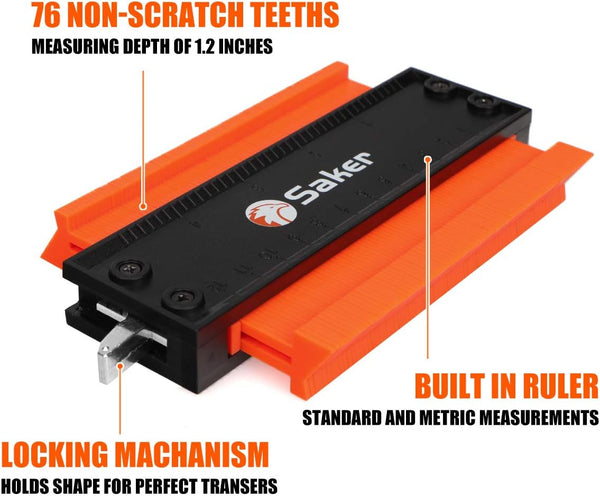 Saker Contour Gauge (5 Inch Lock) Profile Tool- Adjustable Lock-Precisely Copy Irregular Shape Duplicator -Irregular Welding Woodworking Tracing -