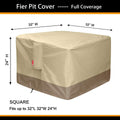 Sheechung Gas Fire Pit Cover Square - 600D Heavy Duty Patio Outdoor Fire Pit Table Cover with PVC Coating,100% Waterproof,Air Vents,Fits for