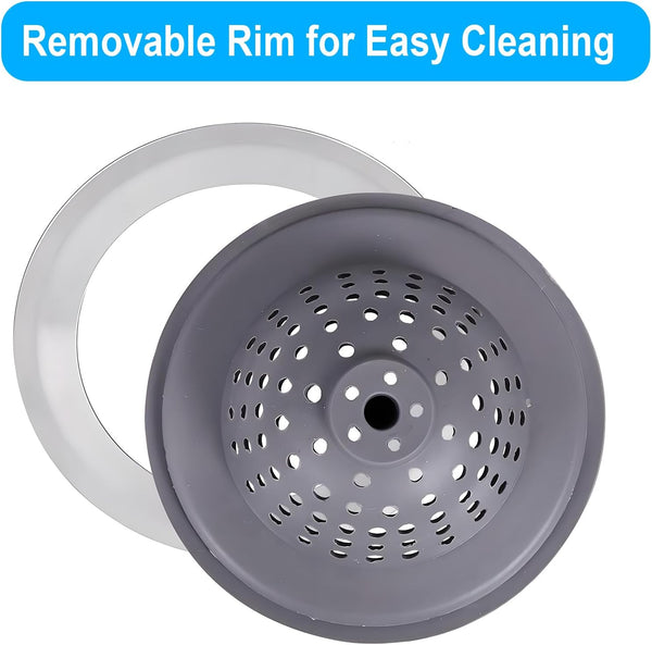 2 Pack Kitchen Sink Drain Strainer Silicone Stainless, Drain Protector,Prevent Clogging, Large Wide Rim 4.5 inch Diameter, Tools Home Improvement