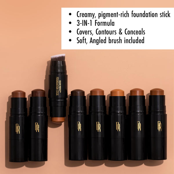 Black Radiance Color Perfect Foundation Stick with Soft Brush Applicator Duo â Buildable, Blendable Versatile Pigment-Rich Formula - Bronze Glow