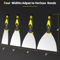 Putty Knife, 4Pcs Spackle Knife Set (2, 3, 4, 5 In), Stainless Steel Paint Scraper, Taping Knife Tool for Repairing Drywall, Removing Wallpaper,