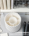 Rotating Pen Holder for Desk, 5 Slots Unique White Desk Organizer Easthetic Desktop Supplies and Accessories for Women Girls, Pencil Cup Caddy for