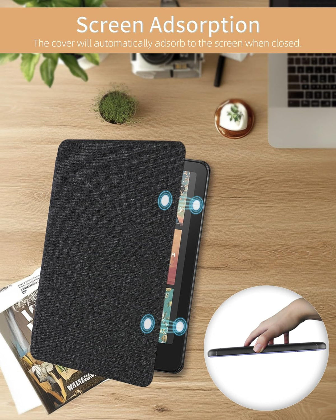 WALNEW Case for 7" All-New Kindle Paperwhite 12Th Gen 2024 and Kindle Colorsoft Signature Edition, Premium PU Leather Protective Cover for Kindle Paperwhite with Auto Wake/Sleep (Black)