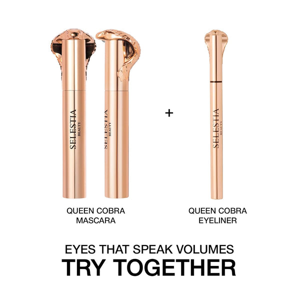 Black Mascara Queen Cobra â Volumizing, Curling, Lengthening â Soft Brush for Smooth Application â Long-Lasting & Weather-Proof â 0.34