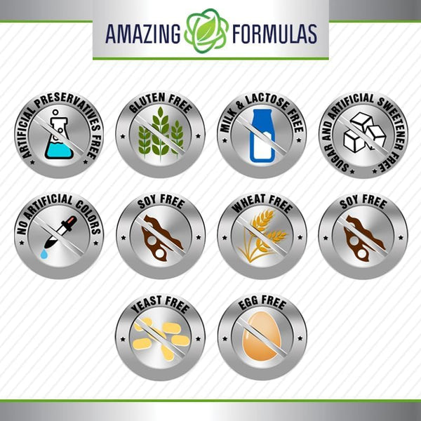 Amazing Formulas Sleep Support | Blend of Melatonin, Valerian Root, Chamomile Extract, GABA, 5-HTP, Theanine & More | 60 Capsules Supplement |