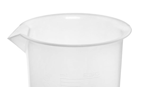 EISCO Plastic Beaker, 250Ml - Polypropylene Plastic - Raised Graduations, Tapered Spout - Euro Design