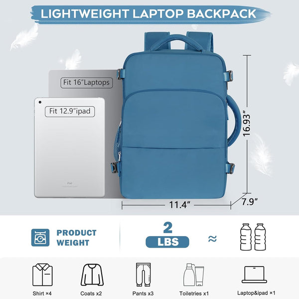 Travel Backpack for Men, Flight Approved Person Item Bag, Carry on Backpack, Lightweight Casual Daypack, College Backpack Fits 16.5 Inch Laptop,