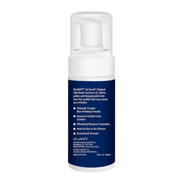 Ocusoft Lid Scrub Original Foaming Eyelid Cleanser - Mild Instant Foaming Eyelid & Eyelash Cleanser - Daily Eyelid Wash to Remove Oil, Dust,