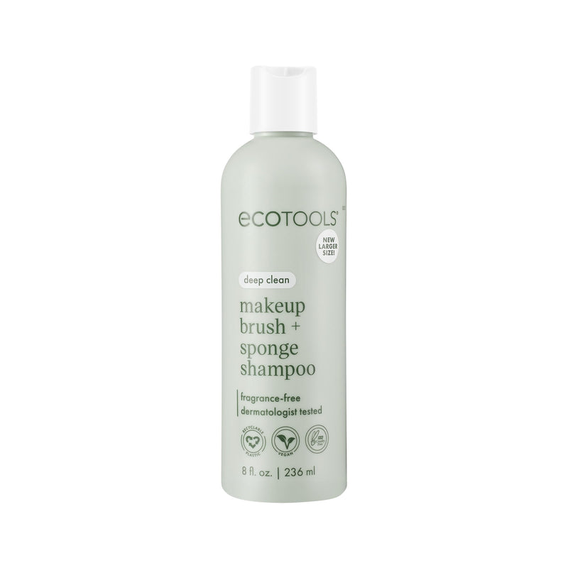 Ecotools Makeup Brush + Sponge Shampoo, Remove Makeup & Impurities from Tools, Sponges, & Puffs, Fragrance-Free Brush Cleanser, No Harsh