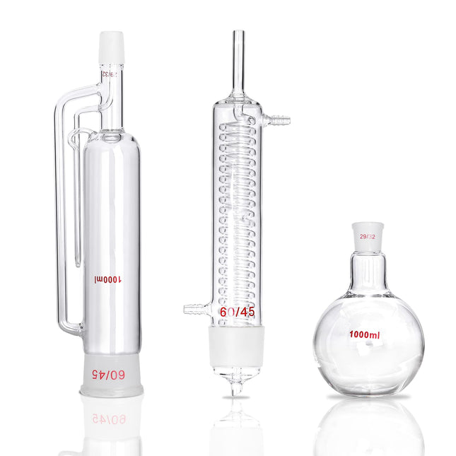MXBAOHENG 1000Ml Soxhlet Extractor Kit Soxhlet Extraction Apparatus with 60/45 Graham Condenser, Flat Bottom Flask 29/32