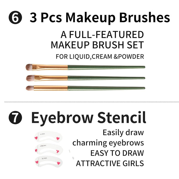 All in One Makeup Kit for Girls - 16 Colors Naked Eyeshadow Palette, 3Pcs Makeup Brushes, Waterproof Eyeliner Pencil, Eyebrow Powder,Eyebrow