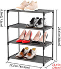 4-Tier Small Shoe Rack .Stackable Shoe Shelf Storage Organizer for Entryway Hallway Closet Bathroom Living Room (Black)