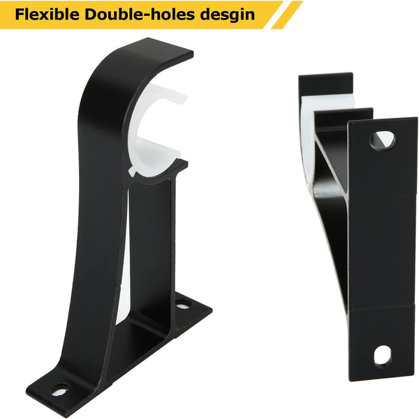 DAJAVE 10 Pack Curtain Rod Brackets, Black Curtain Rod Holders for 1 To1.4 Inch Diameter Curtain Rod, Curtain Rod Hooks with Plastic Buckle for