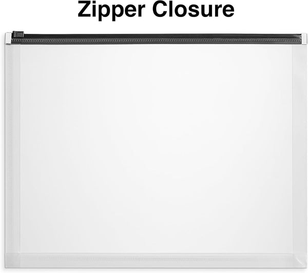 Staples 344890 Poly Zip Envelopes Letter Size Clear with Assorted Zippers 5/PK