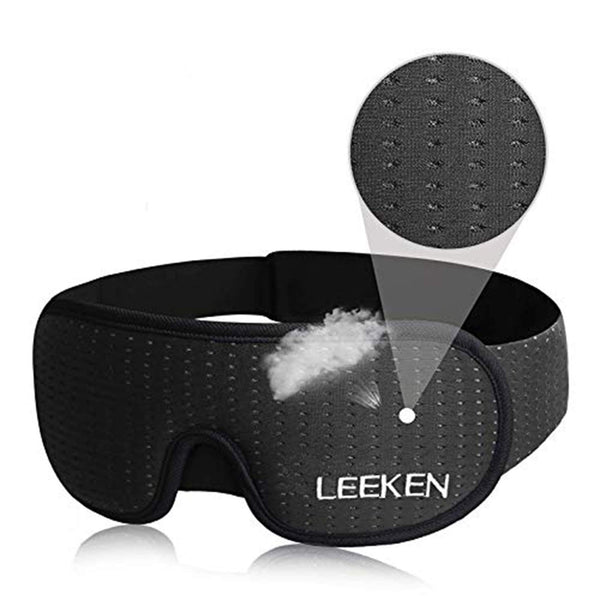 LEEKEN 3D Sleeping Eye Mask - 100% Lights Blockout Sleep Mask for Men Women, Cool Sports Fabric Eye Cover for Travel/Nap/Night