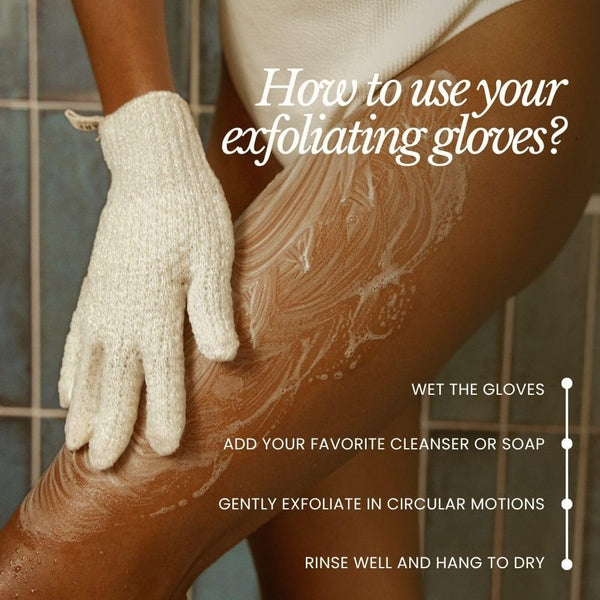 Bare Botanics 4 Pack Exfoliating Gloves for Shower (Lavender) - 100% Nylon Fibers - Exfoliating Bath Gloves - Shower Scrubber & Dead Skin Remover