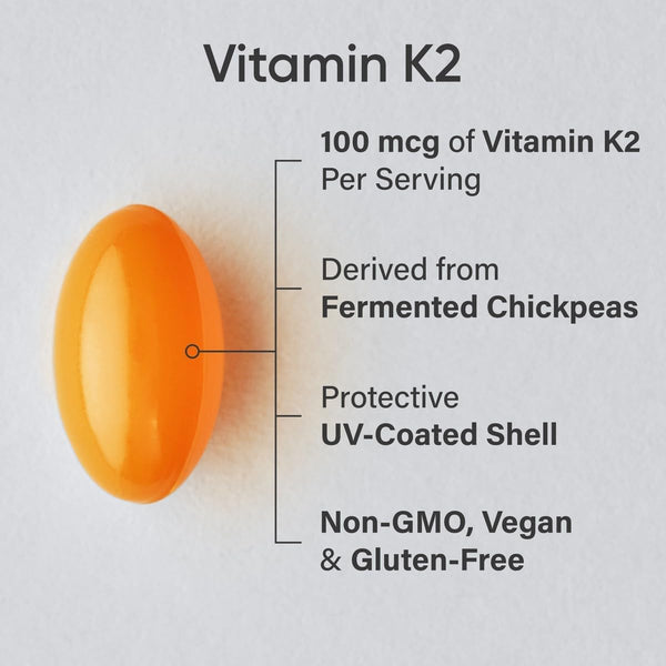 Sports Research Vitamin K2 as MK7 with Organic Coconut MCT Oil | Non-Gmo Verified, Vegan Certified (60 Veggie-Softgels)