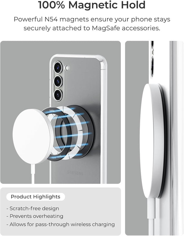 Iottie Universal Magsafe Ring Adapter for Android (2 Pack). Magnetic Adapter Ring Compatible with Magsafe Accessories & Wireless Chargers,