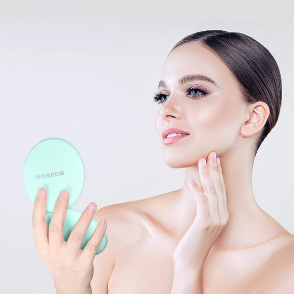 Wobsion LED Lighted Travel Makeup Mirror, 1X/10X Magnification, Compact, Portable for Handbag, Purse, Pocket, 3.5 Inch Illuminated, Folding,