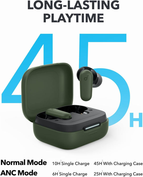 Soundcore P30I by Anker Noise Cancelling Earbuds, Strong and Smart Noise Cancelling, Powerful Bass, 45H Playtime, 2-In-1 Case and Phone Stand,