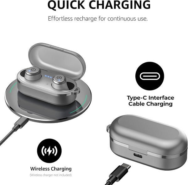 TOZO T10 Wireless Earbuds Bluetooth 5.3 Headphones, App Customize EQ, Ergonomic Design, 55H Playtime, Wireless Charging Case, IPX8 Waterproof