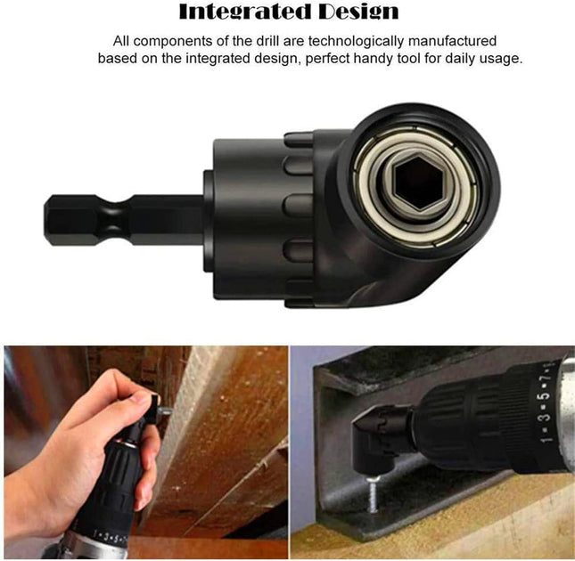 Right Angle Drill Adaptor,4-in-1 Impact Drill Bit Extension,360° Rotatable 1/4 3/8 1/2" Impact Grade Socket Adapter Set,
