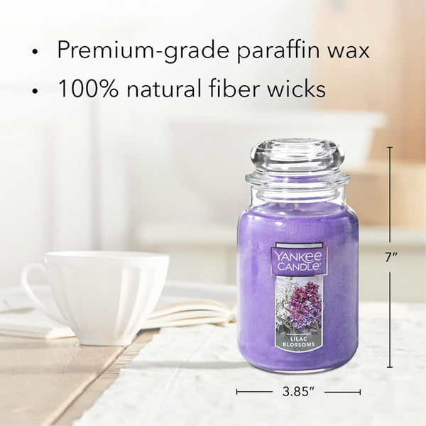 Yankee Candle Lilac Blossoms Scented, Classic 22Oz Large Jar Single Wick Candle, over 110 Hours of Burn Time, Perfect for Gifting, Gatherings and