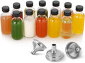 AOZITA 12 Pack, 2 Oz Small Clear Glass Bottles W/Lid & 3 Funnels - 60Ml Boston Shot Bottles for Health, Immunity, Potion, Wellness, Sample,