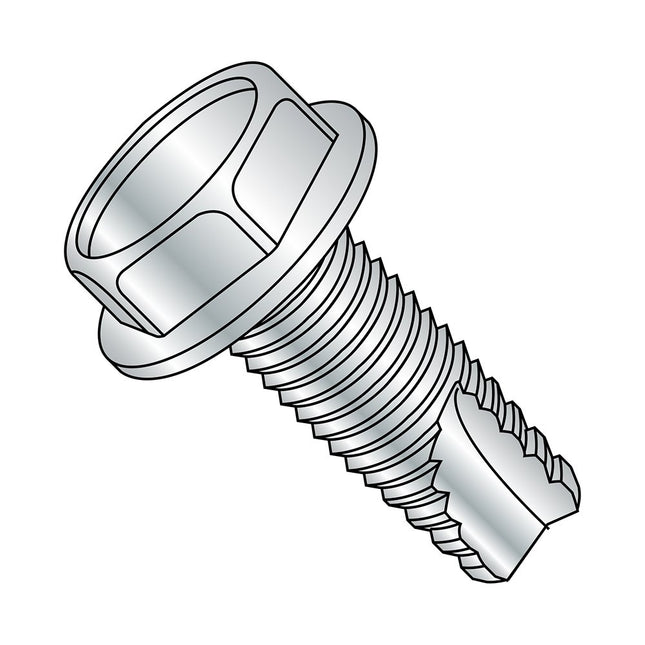 Small Parts 37203W Steel Thread Cutting Screw, Zinc Plated Finish, Hex Washer Head, Type 23, 3/8"-16 Thread Size, 1-1/4"