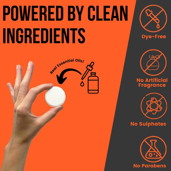 Pure Energizing Sport Shower Steamers - Natural Orange and Tea Tree Essential Oils, Made in USA, FatherâS Day Gifts, Energy Boost for Athletes,