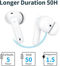 A40 Pro Wireless Earbuds, 50Hrs Playtime Bluetooth Earbuds Built in Noise Cancellation Mic with Charging Case, Bluetooth Headphones with Stereo