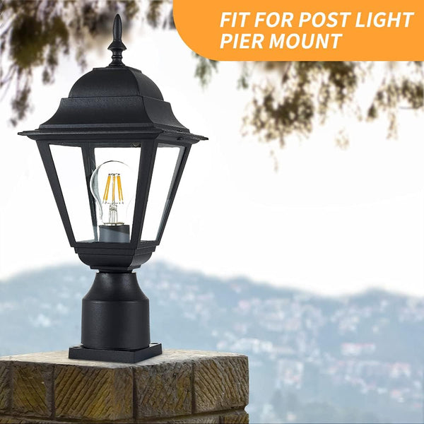 Pier Mount Adapter,Post Light Base for 3" Post Light Fixtures,Parts Kits Included, Matte Black
