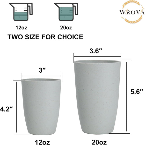 Wheat Straw Cups 8 PCS Good Alternative to Plastic Reusable Cups 12 Oz Unbreakable Drinking Cup Reusable Dishwasher Safe Water Plastic Glasses