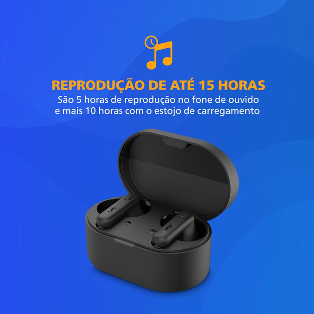 PHILIPS TAT1108 Wireless Earbuds,True Wireless Headphones,Powerful Bass with 6 Mm Driver,Clear Call with AI Mic,15-Hour 