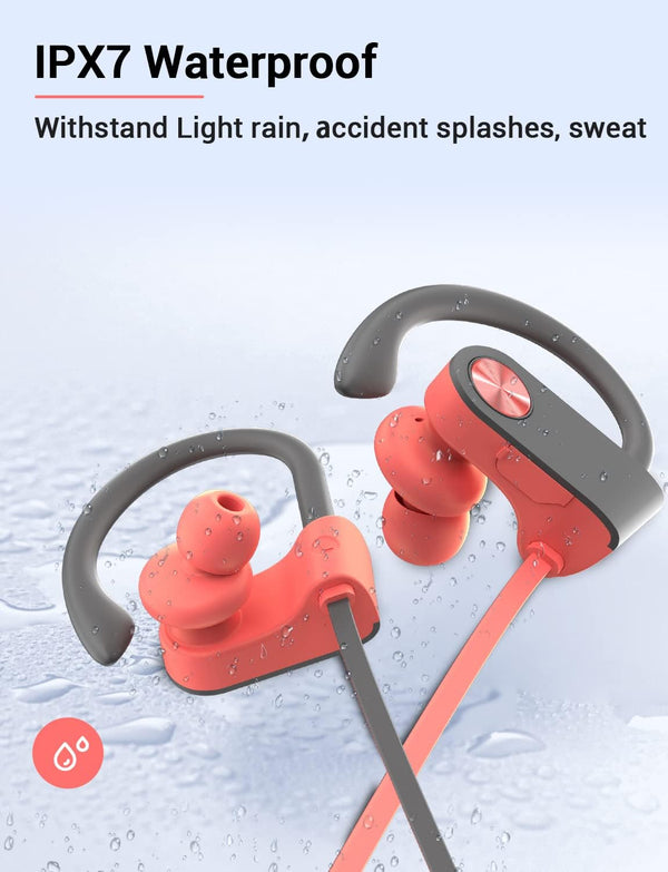 Stiive Bluetooth Headphones, Wireless Sports Earbuds IPX7 Waterproof with Mic, Stereo Sweatproof In-Ear Earphones, Noise Cancelling Headsets for