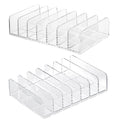 Hipiwe Clear CD Holder - 7 Slot CD Storage Box CD DVD Display Rack Tray Holds up to 14 Standard CD Cases, Tabletop Plastic File Divider for Paper