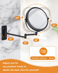 Wall Mounted Makeup Mirror - 1X/10X Magnifying Mirror for Wall, 8 Inch Double Sided 360Â° Swivel Extendable Bathroom Mirror for Shaving, Black