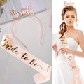 Lecone Bridal Shower Decoration, 5 Pieces Bride to Be Sash and Veil Bride Headband Tiara Garter Bridal Shower Decor Wedding Veil Set Bachelorette