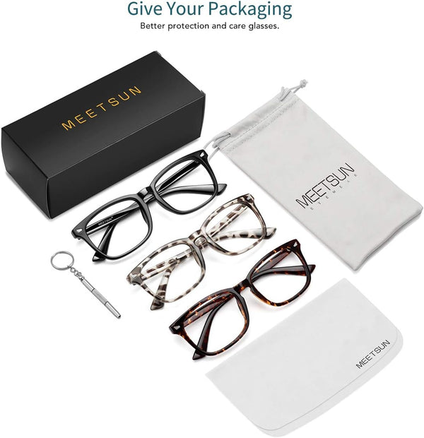 MEETSUN Blue Light Blocking Glasses, anti Eye Strain Headache (Sleep Better),Computer Reading Glasses UV400 Transparent Lens