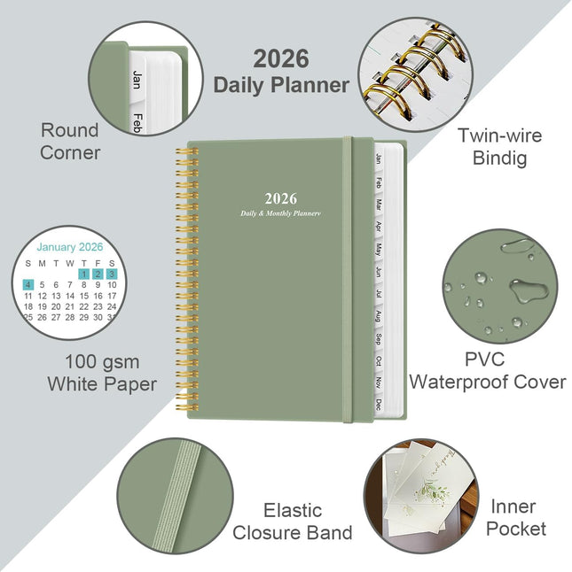 2025-2026 Daily & Monthly Planner - One Page per Day, Daily Planner 2025-2026 from Jul 2025 to Jun 2026, Planner 25-26 w