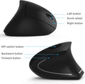 Lekvey Ergonomic Mouse, Vertical Wireless Mouse - Rechargeable 2.4Ghz Optical Vertical Mice : 3 Adjustable DPI 800/1200/1600 Levels 6 Buttons, for