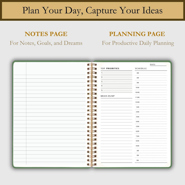 Undated Daily Planner - Time Blocking Planner & ADHD Planner. to Do List, Hourly Schedule, Daily and Monthly Agenda. Time Management &