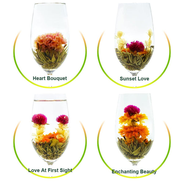 TEARELAE Blooming Tea Flowers - 12Pcs Individually Sealed Flowering Tea Balls - Hand-Tied Natural Green Tea Leaves & Edible Flowers - Gifts for