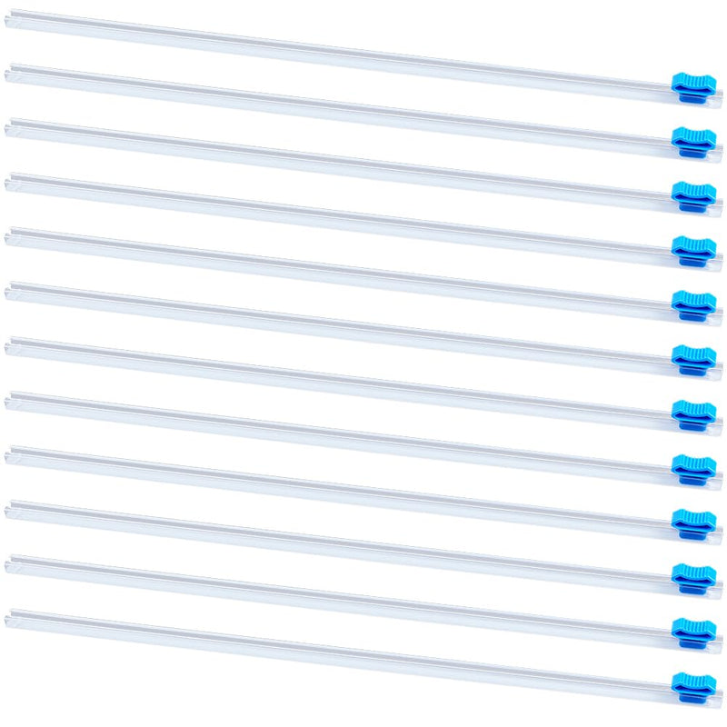 CRASPIRE 12Pcs Plastic Wrap Slide Cutter 12" Self Adhesive Two Way Cling Film Wrap Dispenser Sliding Cutters Replacement Reusable for Kitchen Home