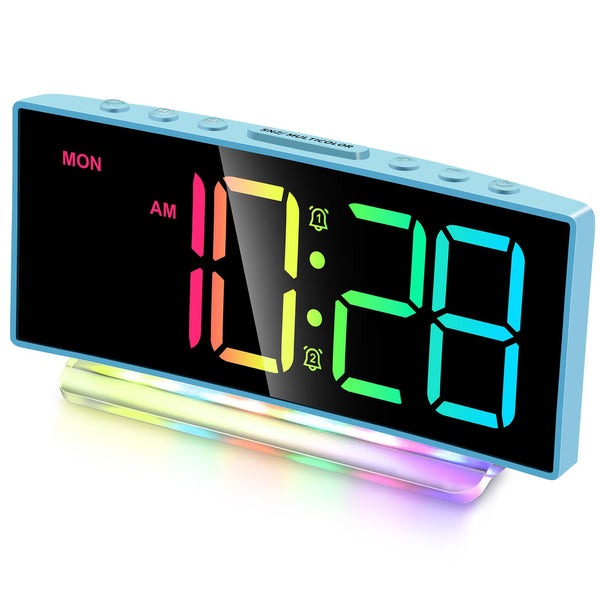 Cadmos Loud Alarm Clock for Heavy Sleepers Adults,Kids,Teens,Digital Desk Clock with USB Port,Large Numbers,7 Color Night Light,Modern Electronic