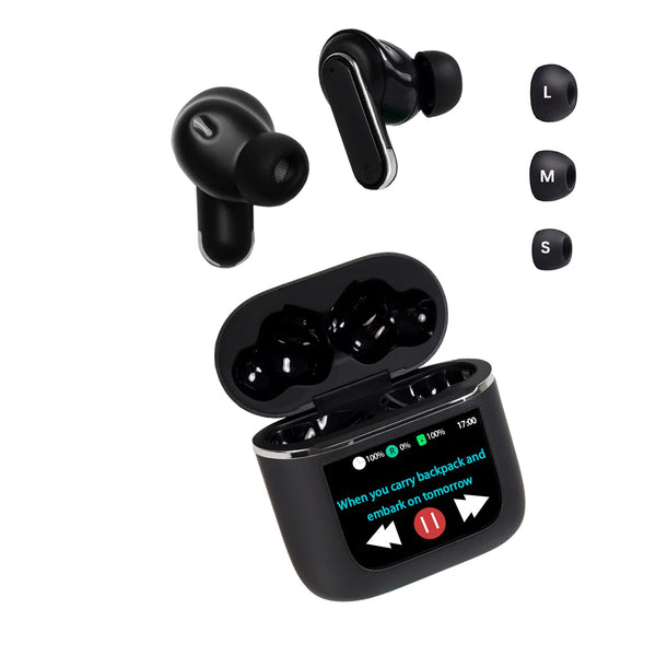 Smart Touchscreen Wireless Bluetooth 5.3 Headset, Super Smart Noise Canceling Earbuds, In-Ear Earbuds with Ear Caps, IPX56 Water Resistant, for